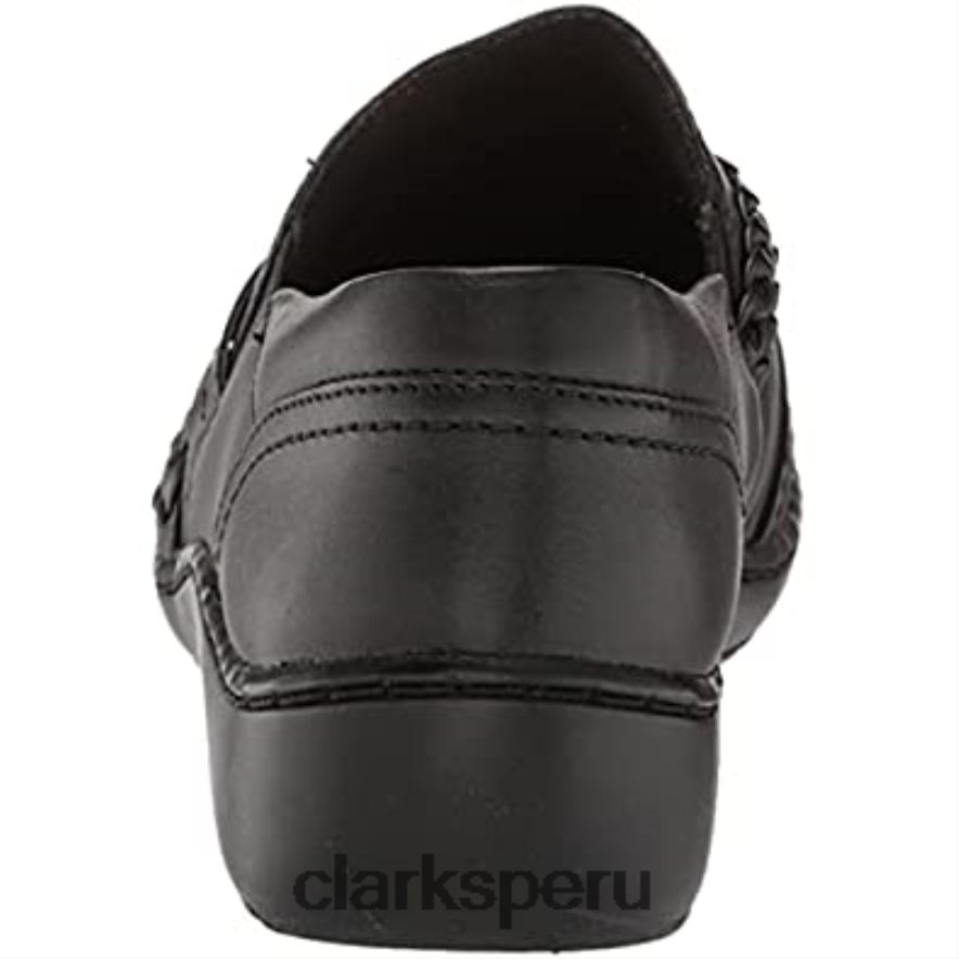Mocasines Clarks Cora Braidshoe de piel negra para mujer mujer Clarks 40N4LX803 cuero negro