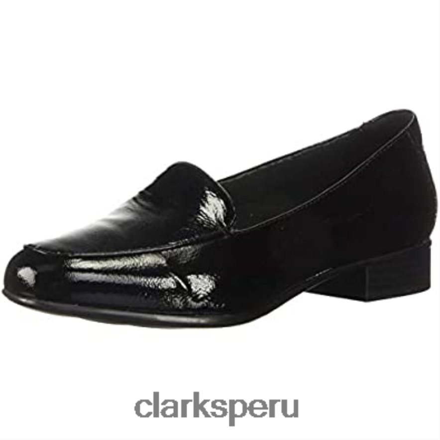 Mocasines Clarks Juliet Lora de charol negro para mujer mujer Clarks 40N4LX1569 charol negro