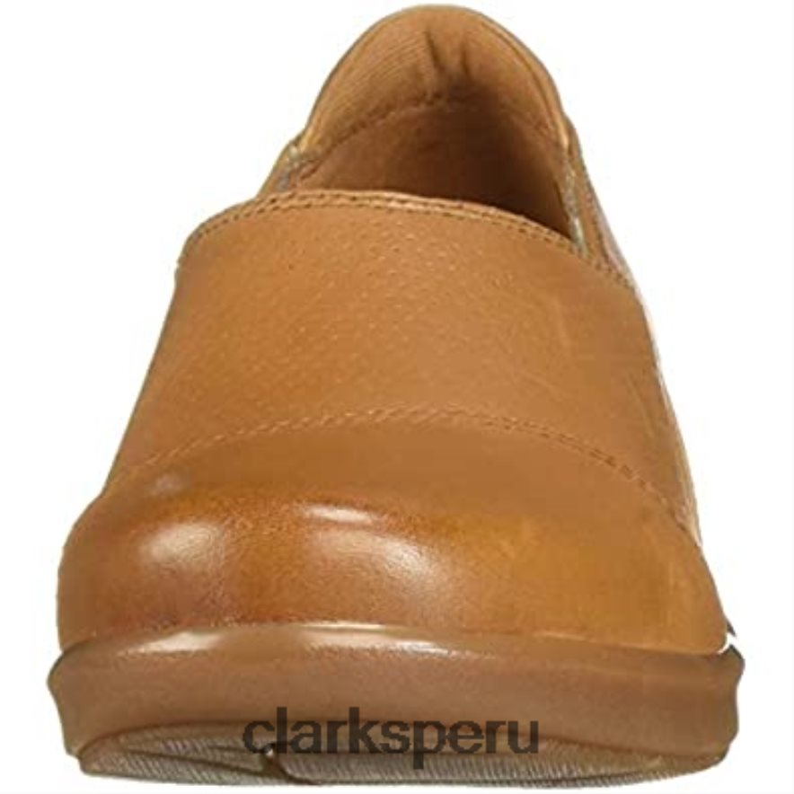Mocasines clarks Hope Porter de cuero tostado para mujer mujer Clarks 40N4LX1916 cuero marrón