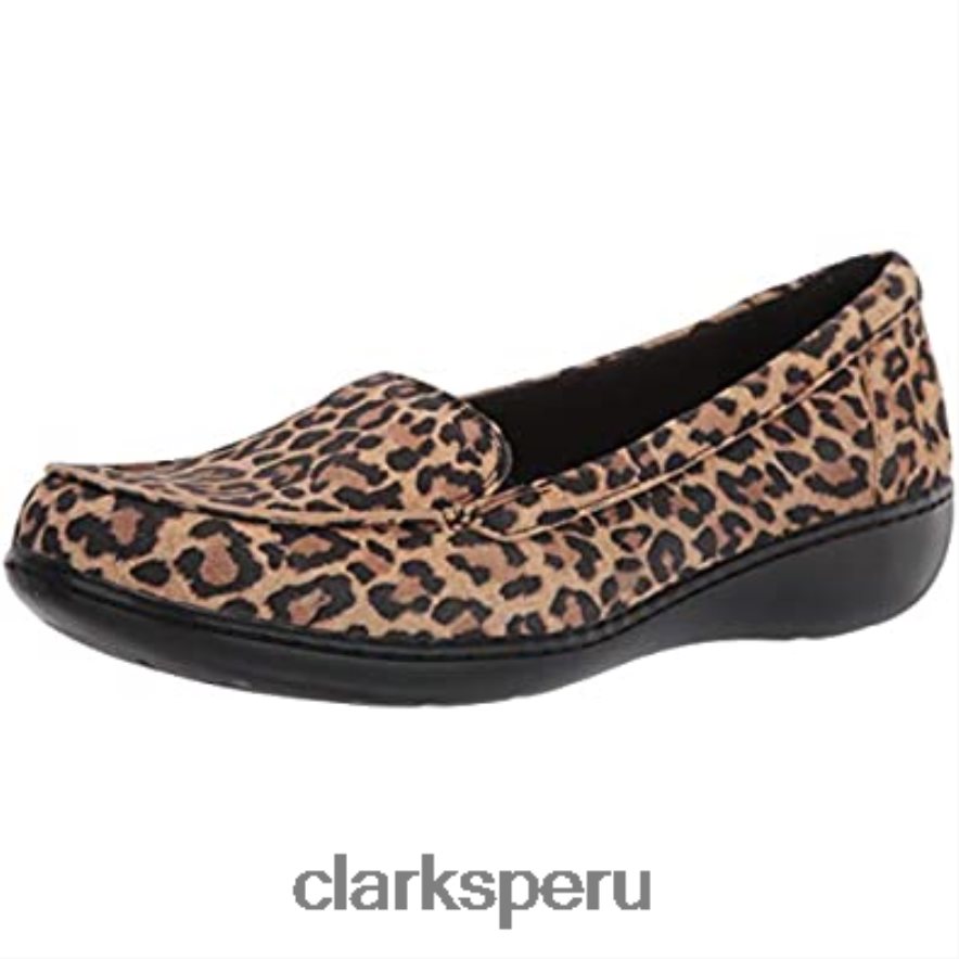 Mocasines clarks ashland jam de ante de leopardo tostado para mujer mujer Clarks 40N4LX2907 gamuza de leopardo bronceado