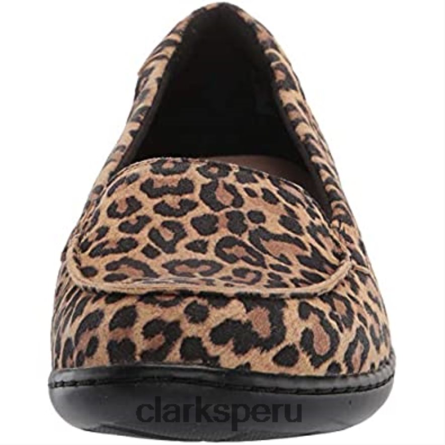 Mocasines clarks ashland jam de ante de leopardo tostado para mujer mujer Clarks 40N4LX2907 gamuza de leopardo bronceado