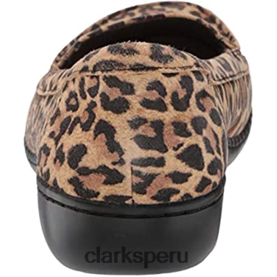 Mocasines clarks ashland jam de ante de leopardo tostado para mujer mujer Clarks 40N4LX2907 gamuza de leopardo bronceado