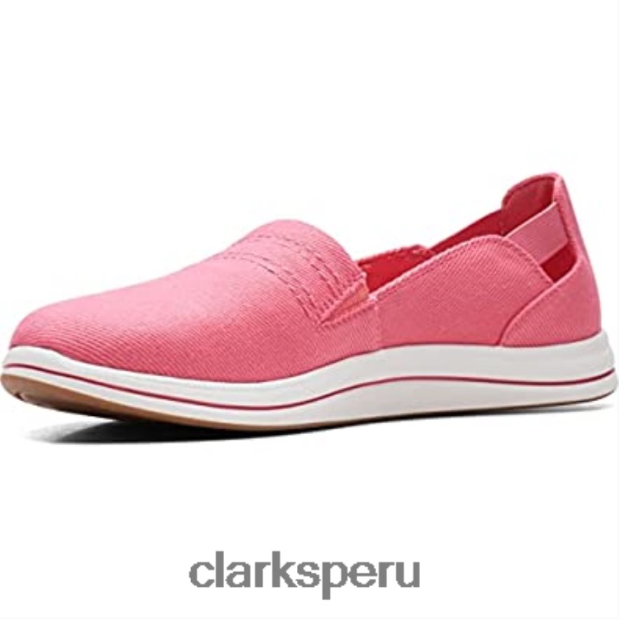 Mocasines clarks de lona color coral brillante para mujer mujer Clarks 40N4LX2688