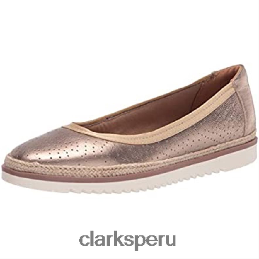 Mocasines clarks serena kellyn planos de piel metalizada para mujer mujer Clarks 40N4LX2002 cuero metalizado