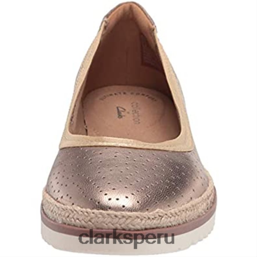 Mocasines clarks serena kellyn planos de piel metalizada para mujer mujer Clarks 40N4LX2002 cuero metalizado