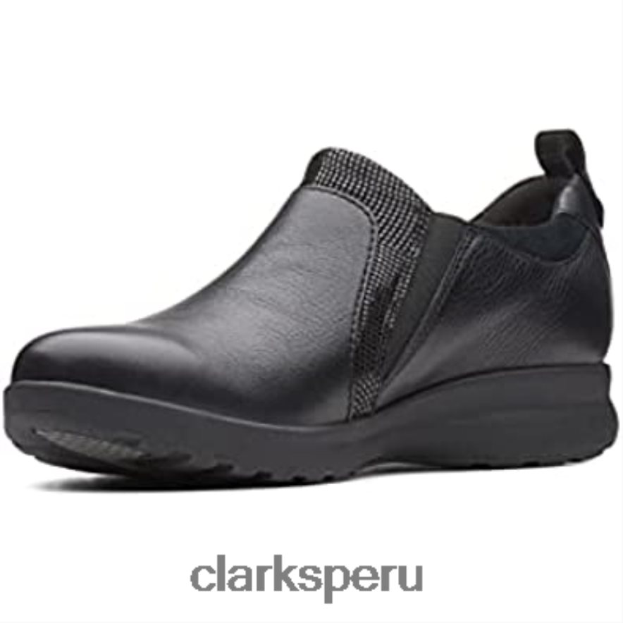 Mocasines clarks un adorn con cremallera para mujer en negro mujer Clarks 40N4LX1411 negro