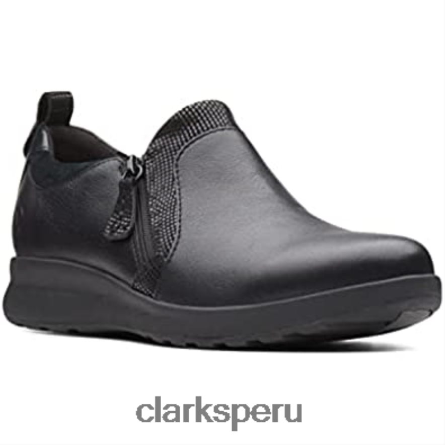 Mocasines clarks un adorn con cremallera para mujer en negro mujer Clarks 40N4LX1411 negro
