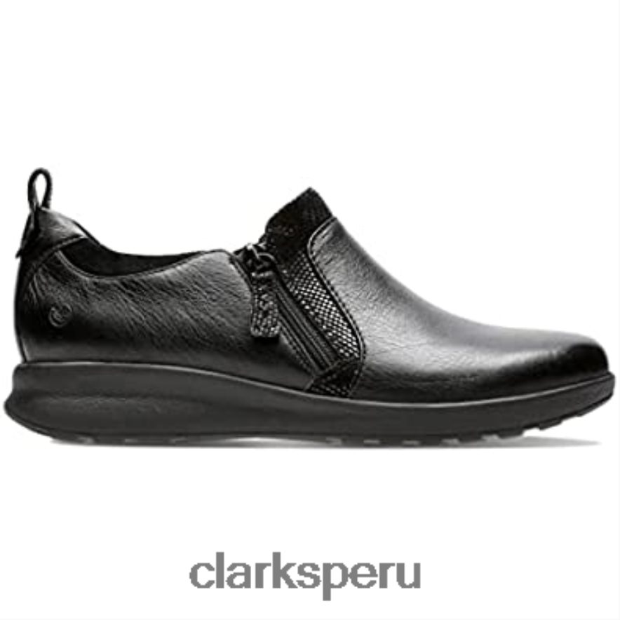 Mocasines clarks un adorn con cremallera para mujer en negro mujer Clarks 40N4LX1411 negro