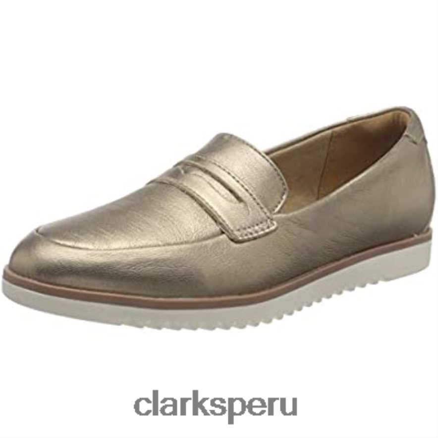 Mocasines planos clarks serena terri de piel metalizada para mujer mujer Clarks 40N4LX808 cuero metalizado