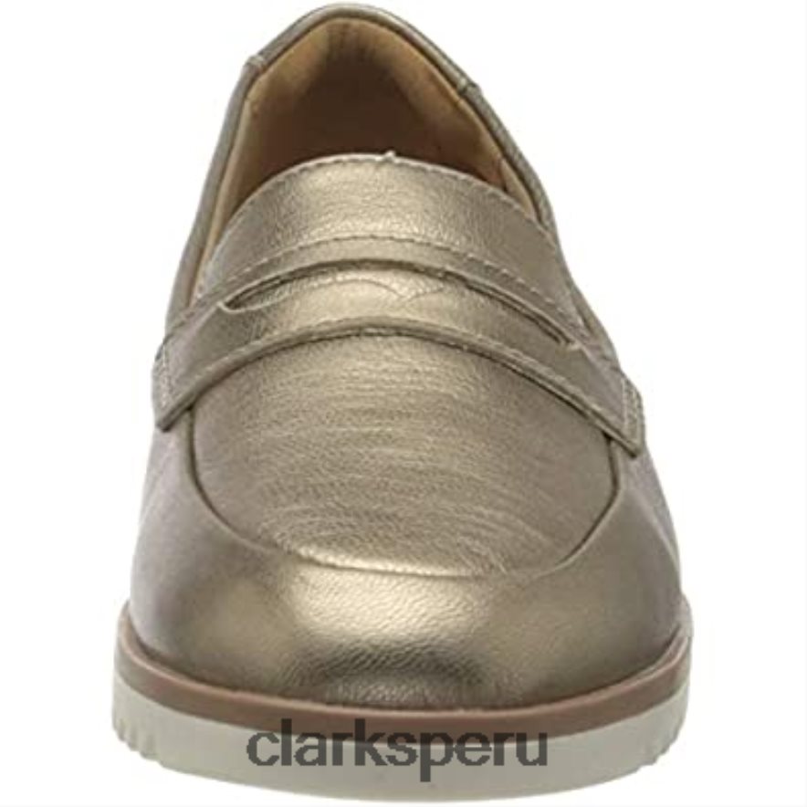 Mocasines planos clarks serena terri de piel metalizada para mujer mujer Clarks 40N4LX808 cuero metalizado