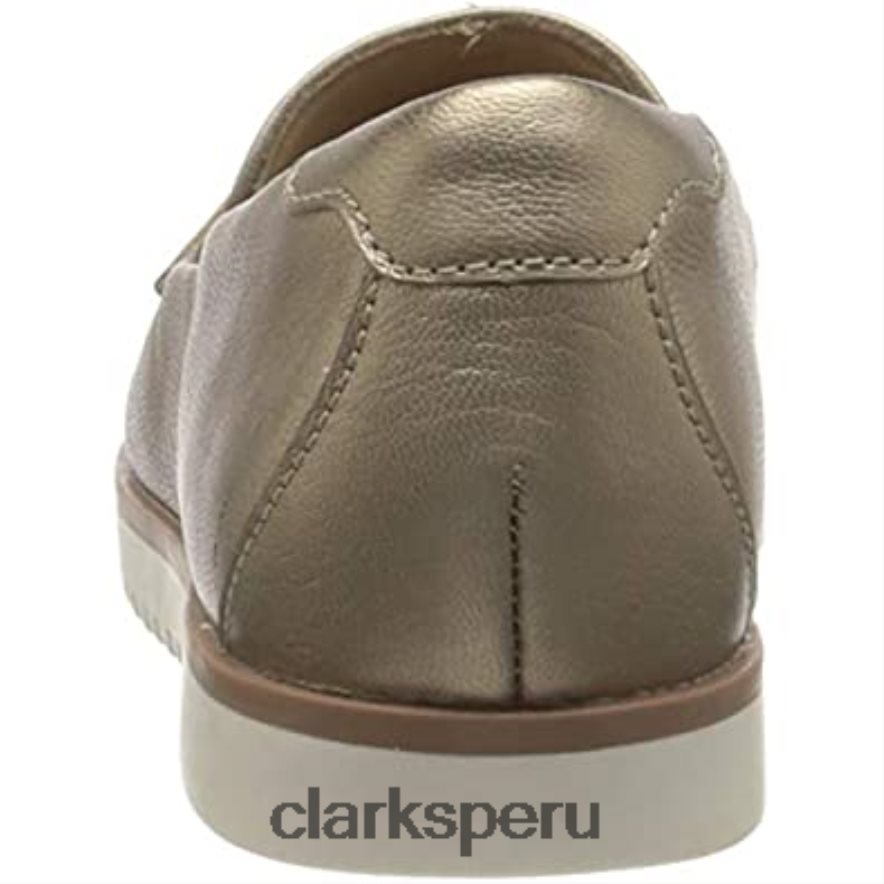 Mocasines planos clarks serena terri de piel metalizada para mujer mujer Clarks 40N4LX808 cuero metalizado