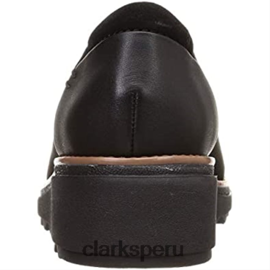 Mocasines sharon dolly de clarks world de gamuza negra con tostado oscuro para mujer mujer Clarks 40N4LX760 ante negro con mundo bronceado oscuro