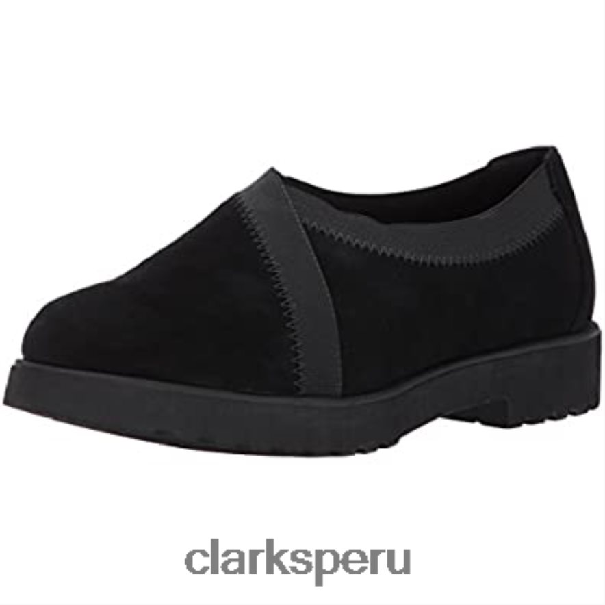 Mocasines sin cordones clarks bellevue cedro de ante negro para mujer mujer Clarks 40N4LX2819 ante negro