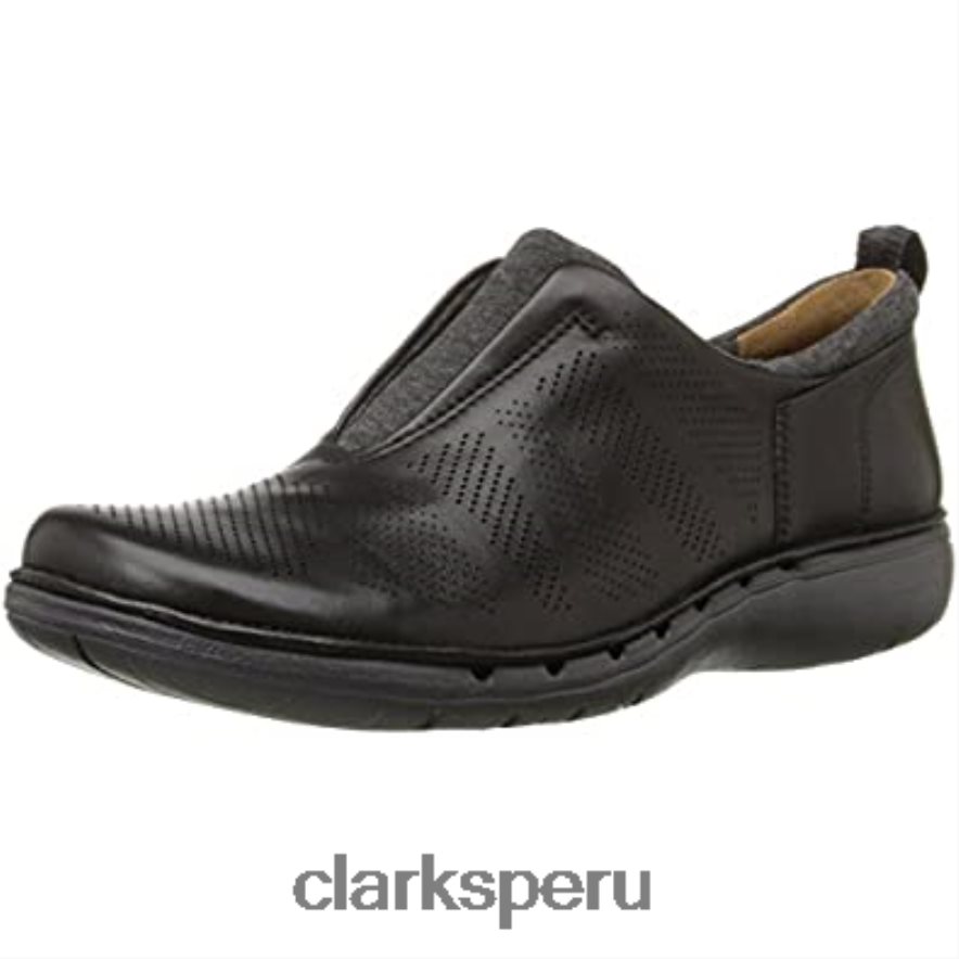 Mocasines sin cordones para mujer Un Spirit de cuero negro Clarks mujer Clarks 40N4LX1740 cuero negro