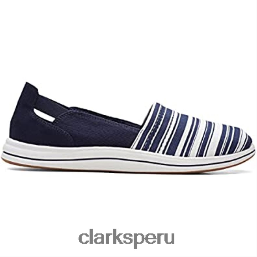 mocasín brisa para mujer lona azul marino/blanco clarks mujer Clarks 40N4LX1614