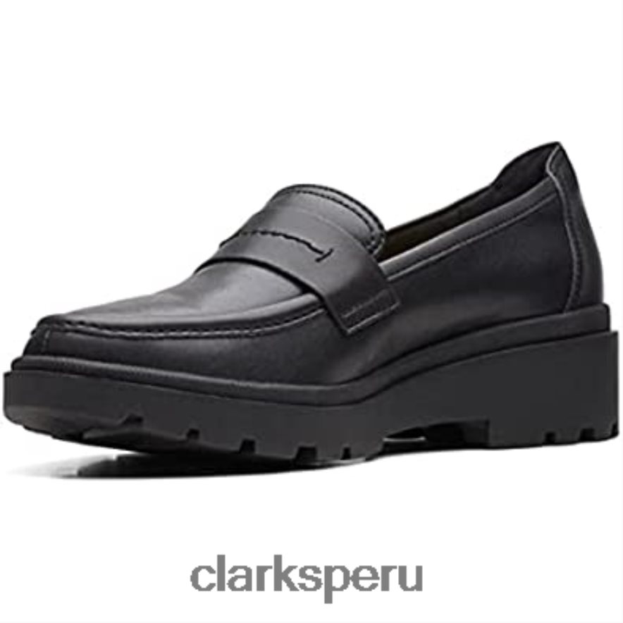 mocasín calla facilidad mujer plano clarks cuero negro mujer Clarks 40N4LX109 cuero negro
