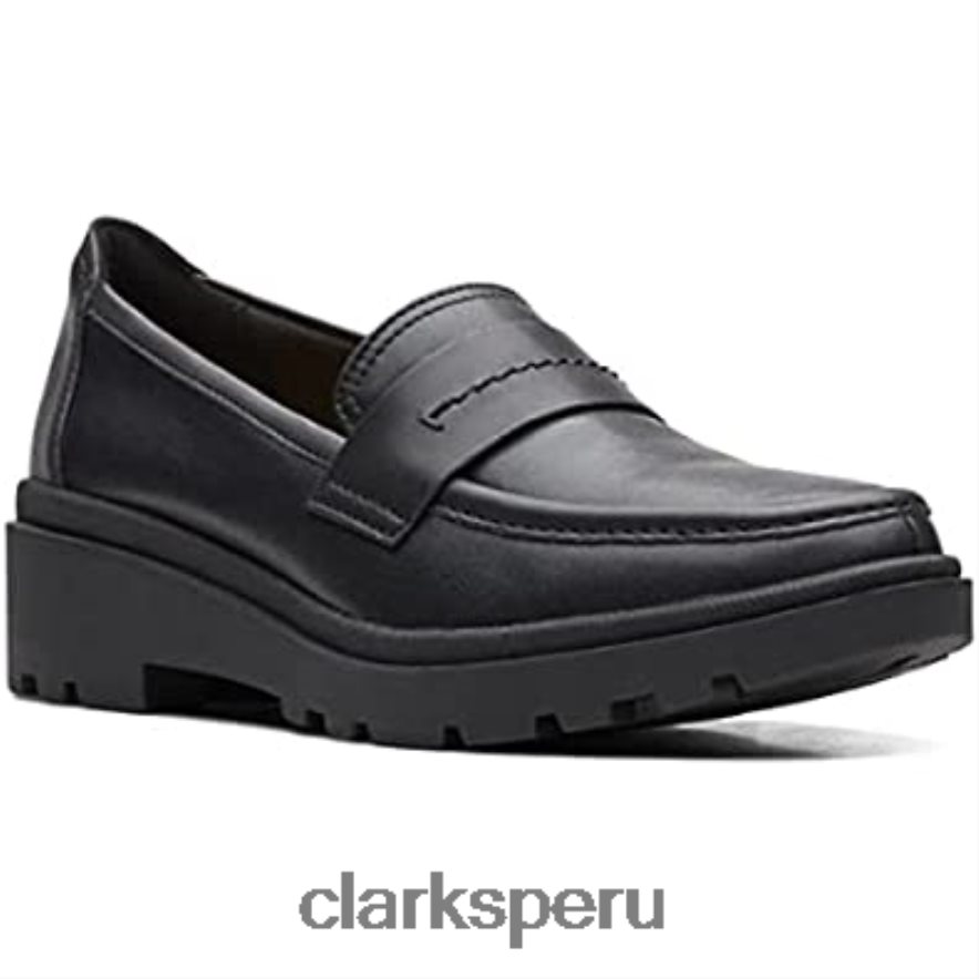 mocasín calla facilidad mujer plano clarks cuero negro mujer Clarks 40N4LX109 cuero negro