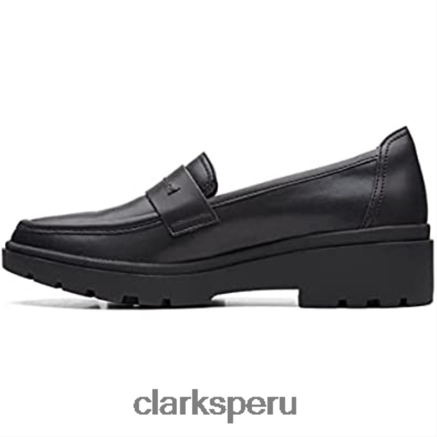 mocasín calla facilidad mujer plano clarks cuero negro mujer Clarks 40N4LX109 cuero negro