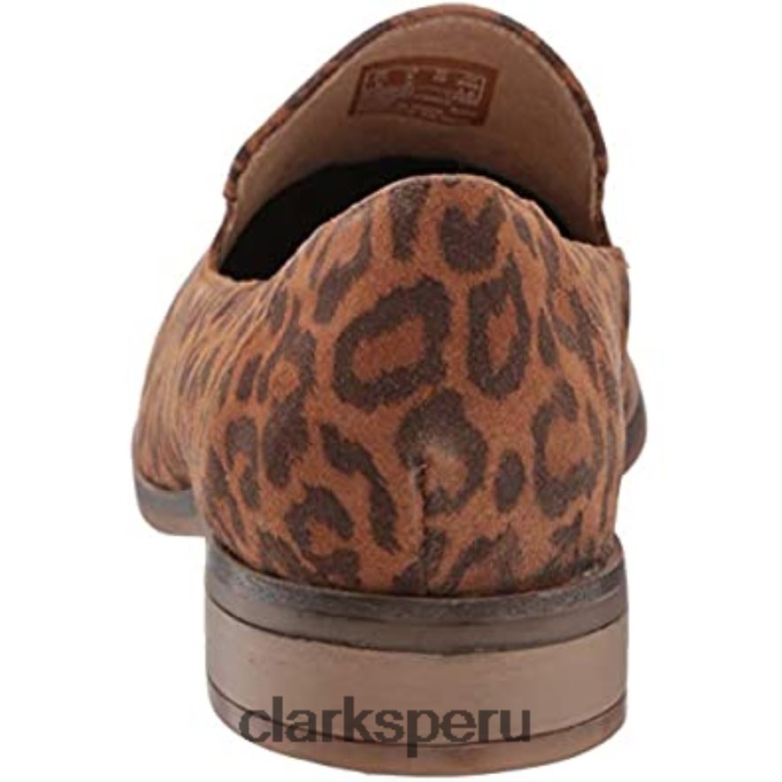 mocasín clarks estilo conducción trish para mujer con estampado de leopardo marrón oscuro mujer Clarks 40N4LX1703 estampado de leopardo marrón oscuro