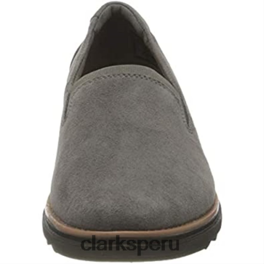 mocasín sharon dolly para mujer clarks gamuza gris w dark tan world mujer Clarks 40N4LX309 ante gris con mundo bronceado oscuro