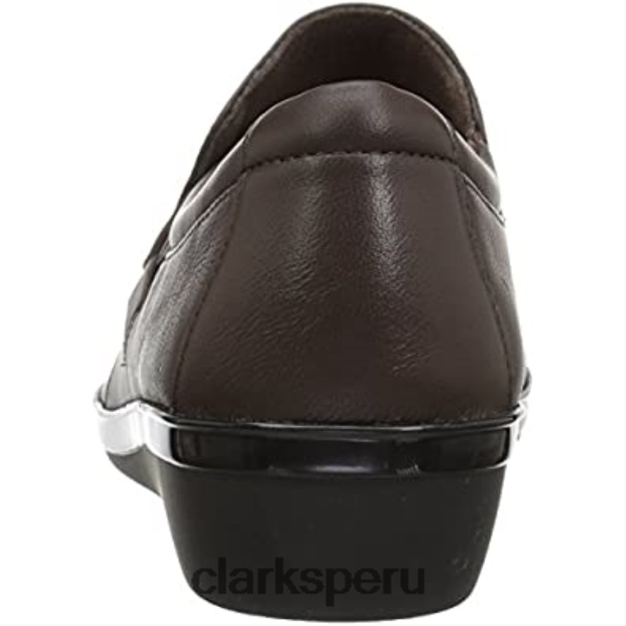 mocasines sin cordones everlay heidi de cuero marrón oscuro para mujer clarks mujer Clarks 40N4LX556 cuero marrón oscuro