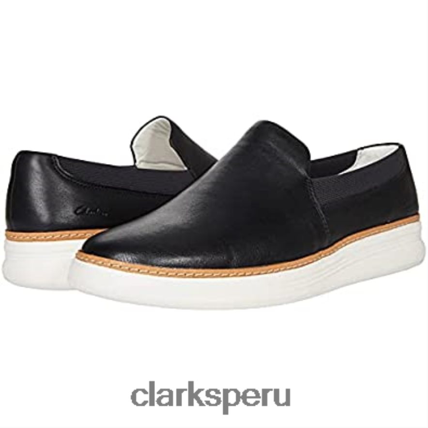 Clarks Kerris Stride de mujer de cuero negro mujer Clarks 40N4LX2812 cuero negro