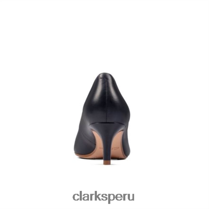 Clarks Laina 55 Court2 de cuero azul marino mujer Clarks 40N4LX4003 cuero azul marino