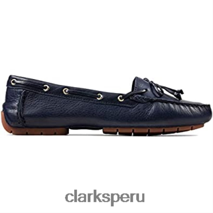 Clarks zapatos náuticos de cuero azul marino para mujer c mocc mujer Clarks 40N4LX713 cuero azul marino