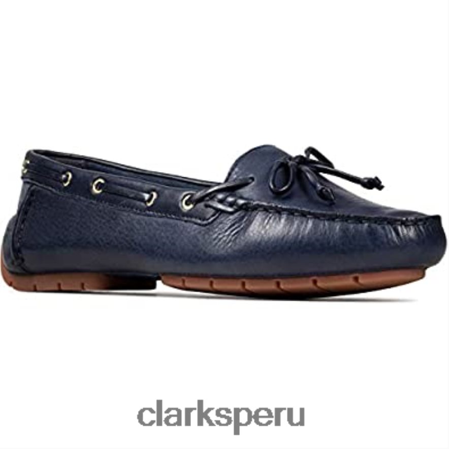Clarks zapatos náuticos de cuero azul marino para mujer c mocc mujer Clarks 40N4LX713 cuero azul marino