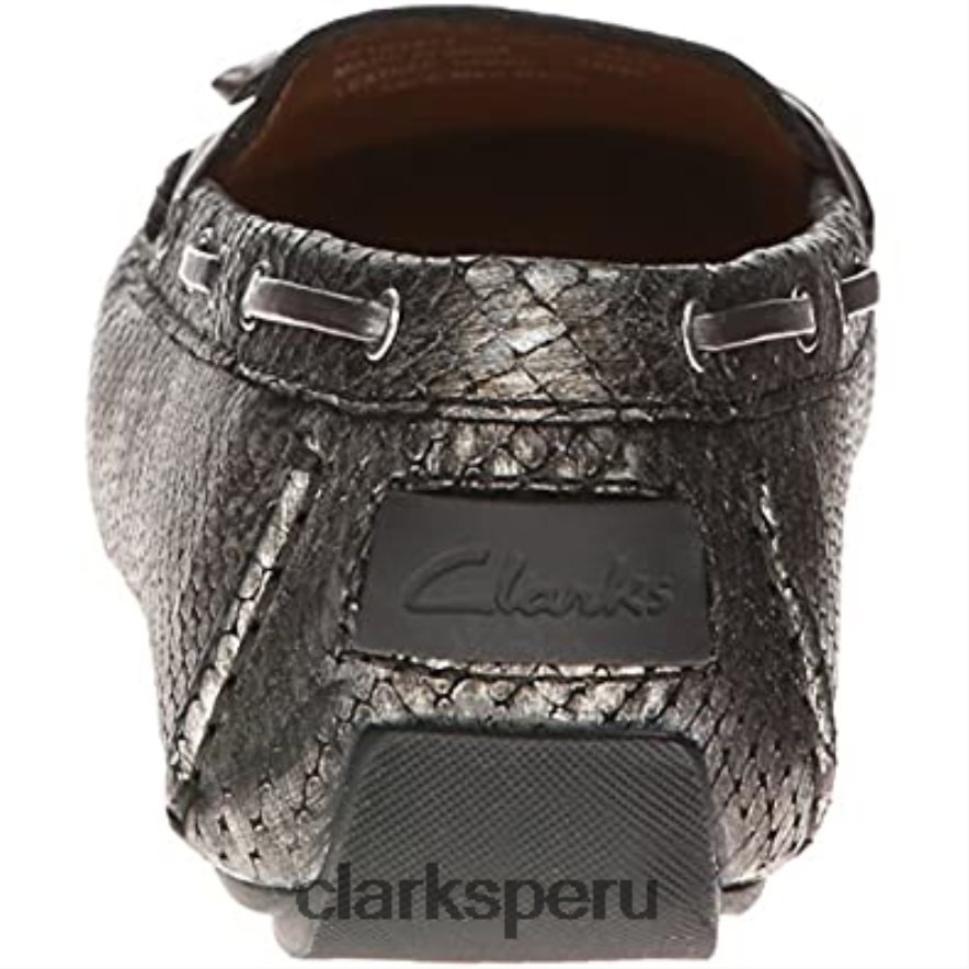 Dunbar Racer Clarks cuero metalizado peltre para mujer mujer Clarks 40N4LX2629 cuero metalizado peltre