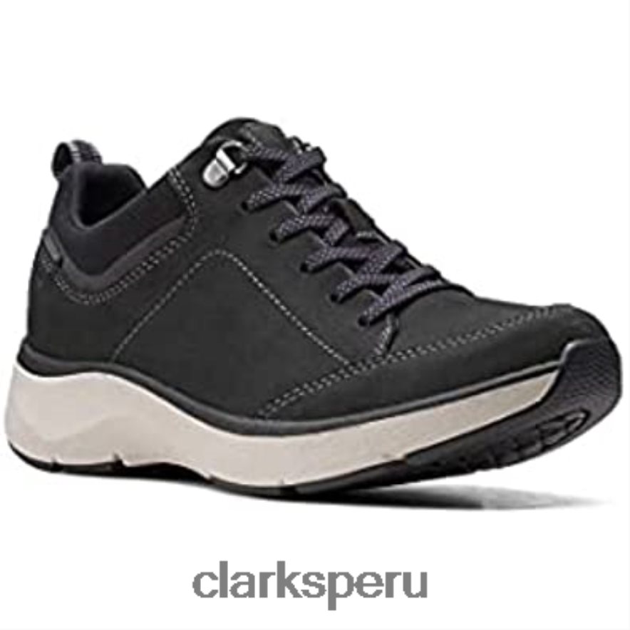 Zapatillas de andar clarks wave 2 lace tex nobuck negro mujer mujer Clarks 40N4LX42