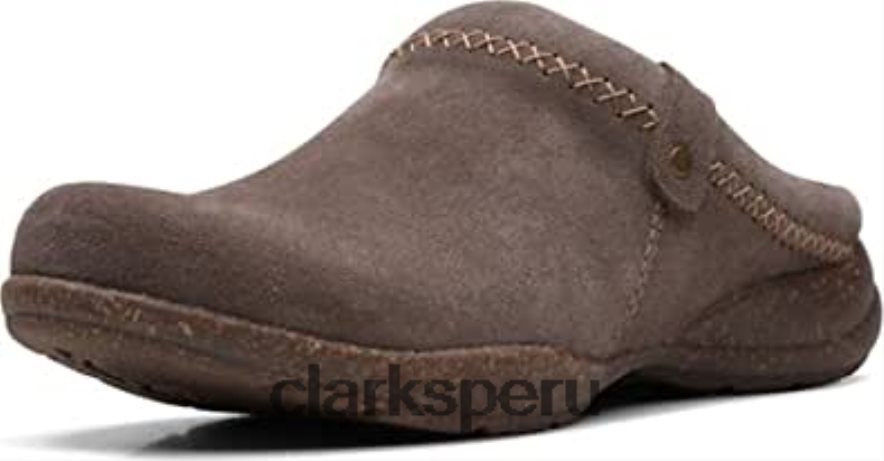 Zueco clarks roseville echo de ante color topo oscuro para mujer mujer Clarks 40N4LX243 gamuza color topo oscuro