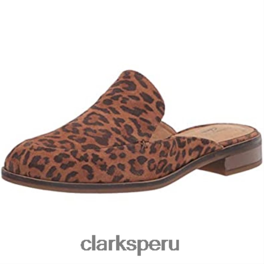 Zueco clarks trish plant con estampado de leopardo para mujer mujer Clarks 40N4LX2248 estampado de leopardo
