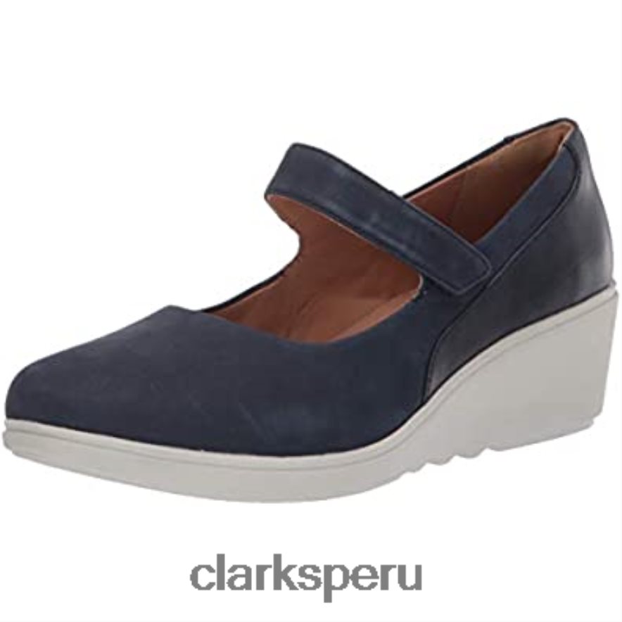 mujer un tallara ivy plataforma clarks combinación de cuero nobuck azul marino mujer Clarks 40N4LX565 combinación de cuero nobuck azul marino