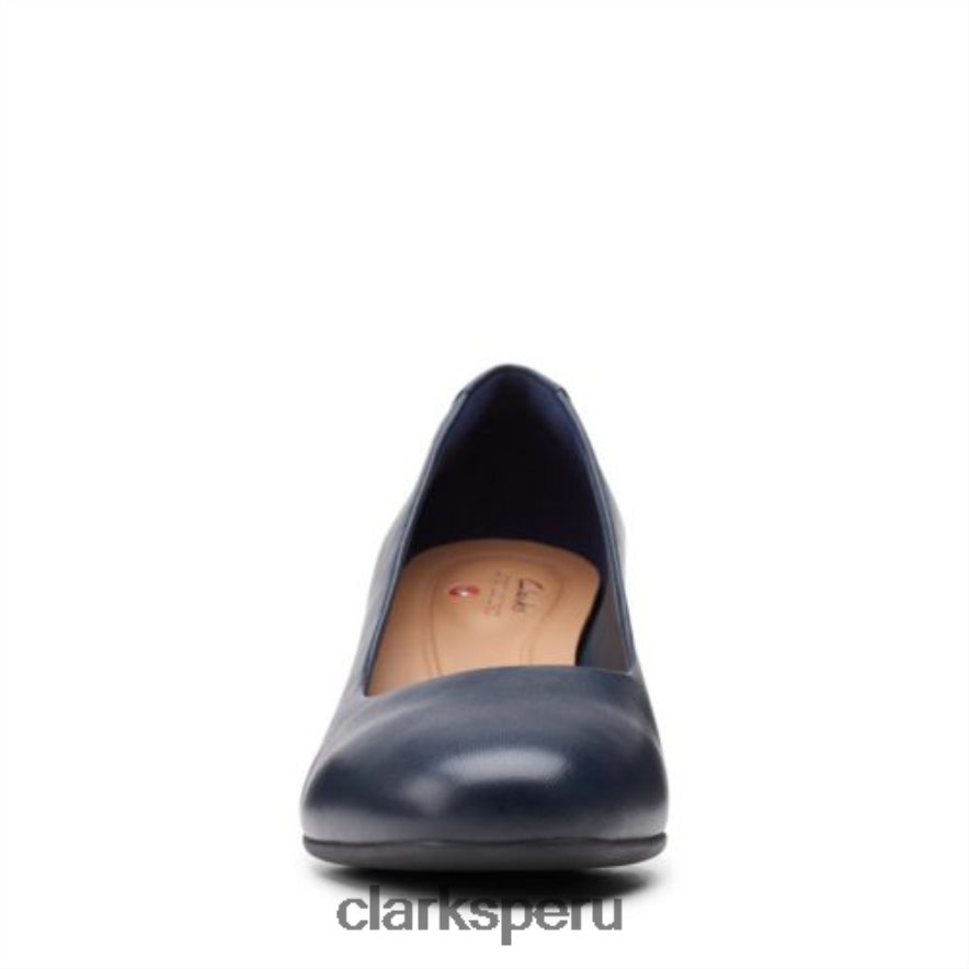 vestido un cosmo clarks de cuero azul marino mujer Clarks 40N4LX3942 cuero azul marino