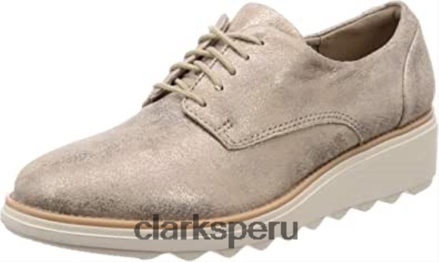 clarks sharon crystal oxford beige peltre para mujer mujer Clarks 40N4LX1036 peltre beige