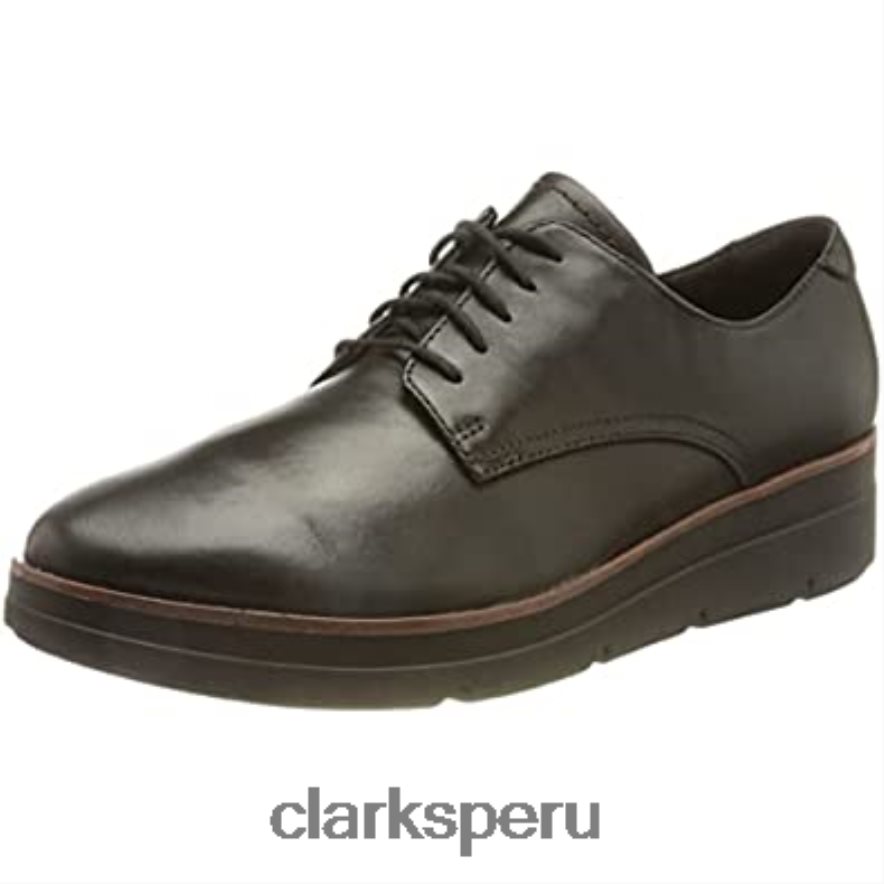 clarks shayllace oxford de cuero negro para mujer mujer Clarks 40N4LX1185 cuero negro