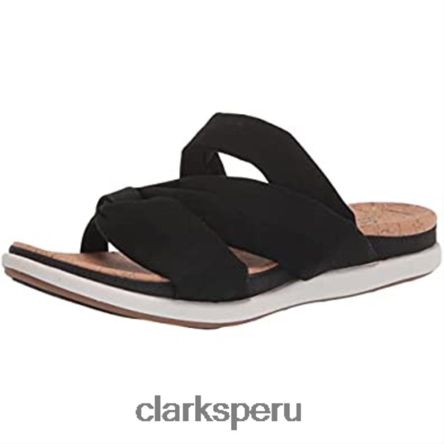 Sandalia clarks eliza skip slide de tela negra para mujer mujer Clarks 40N4LX955 textil negro