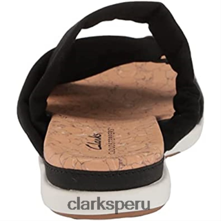Sandalia clarks eliza skip slide de tela negra para mujer mujer Clarks 40N4LX955 textil negro