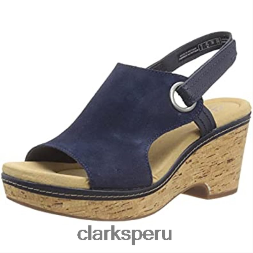 Sandalia clarks giselle sea de ante azul marino para mujer mujer Clarks 40N4LX544 gamuza azul marino
