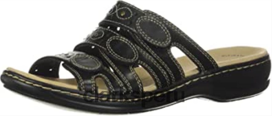 Sandalia clarks leisa cactus de cuero negro para mujer mujer Clarks 40N4LX1203 cuero negro