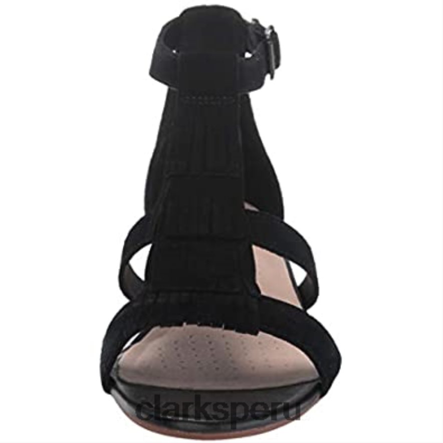 Sandalia con cuña Clarks Abigail Sun de ante negro para mujer mujer Clarks 40N4LX2840 ante negro
