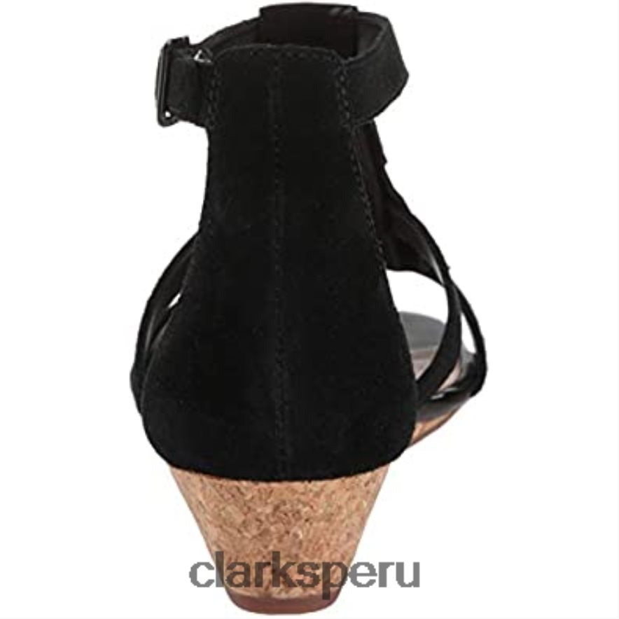 Sandalia con cuña Clarks Abigail Sun de ante negro para mujer mujer Clarks 40N4LX2840 ante negro