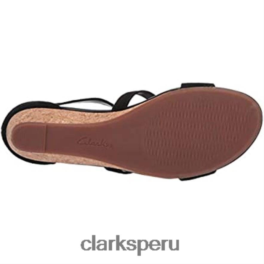 Sandalia con cuña Clarks Abigail Sun de ante negro para mujer mujer Clarks 40N4LX2840 ante negro