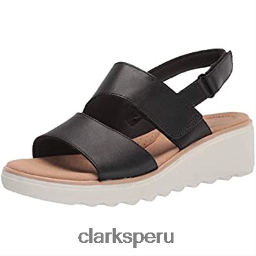 Sandalia con cuña Clarks Jillian Pearl de piel negra para mujer mujer Clarks 40N4LX1499