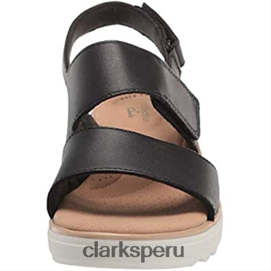 Sandalia con cuña Clarks Jillian Pearl de piel negra para mujer mujer Clarks 40N4LX1499