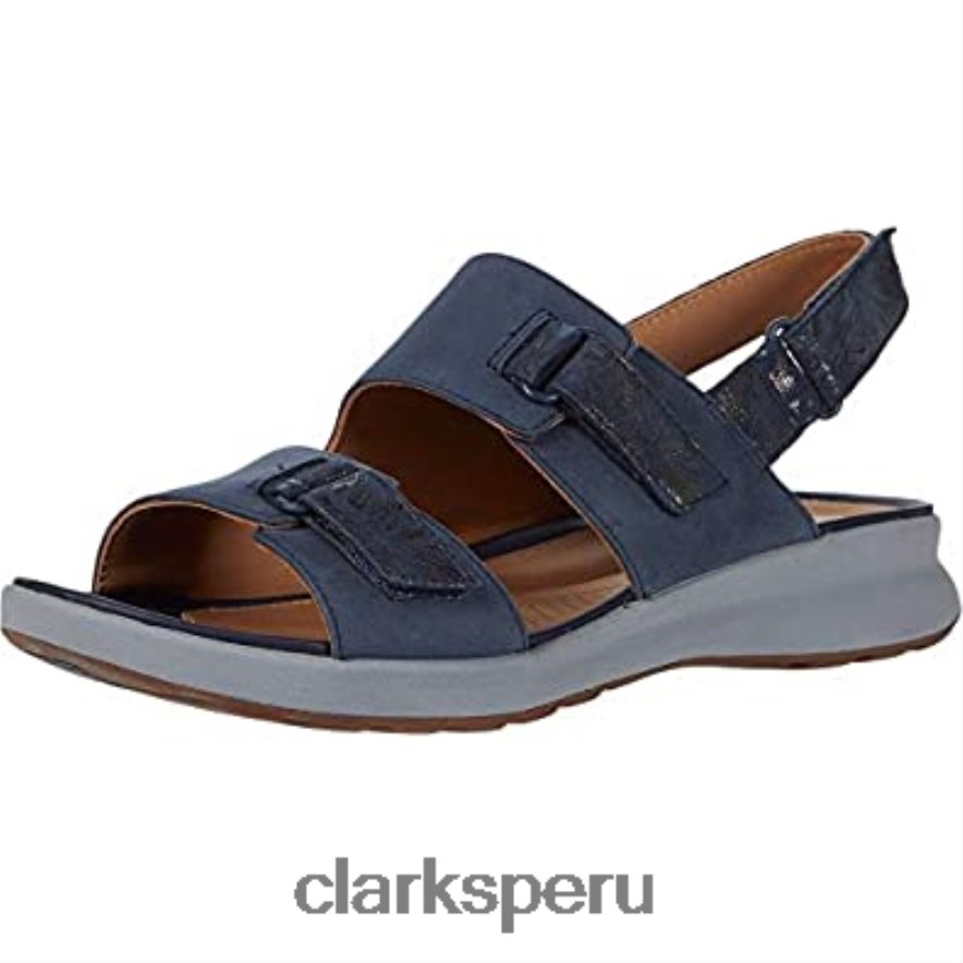 Sandalia con tirantes clarks combi un adorn azul marino para mujer mujer Clarks 40N4LX1288 combinado azul marino