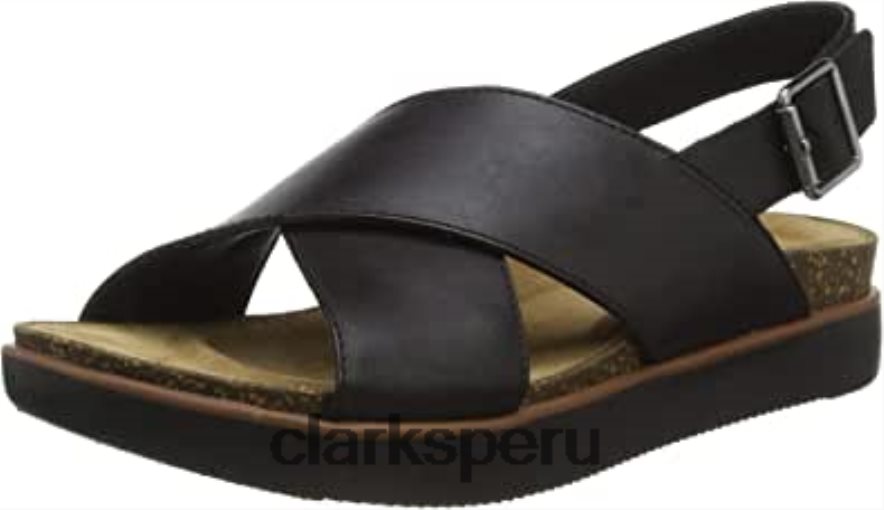 Sandalia cruzada clarks elayne mujer negra mujer Clarks 40N4LX1947 cuero negro