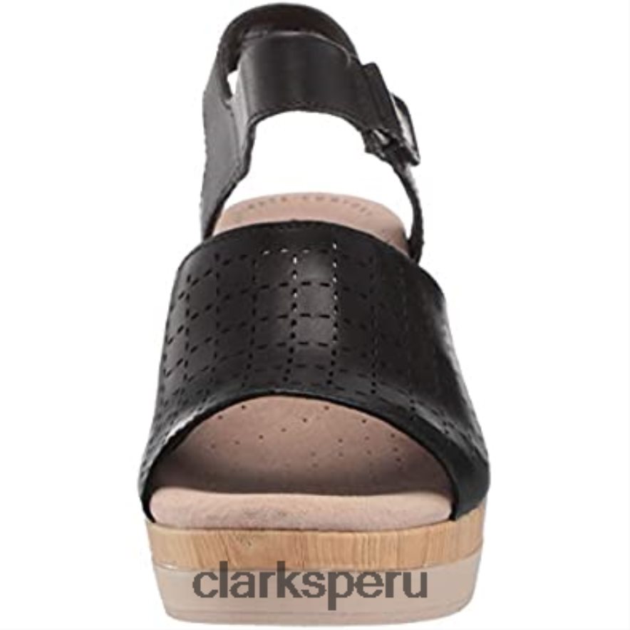Sandalia de cuña Cammy Glory de cuero negro para mujer clarks mujer Clarks 40N4LX1540 cuero negro