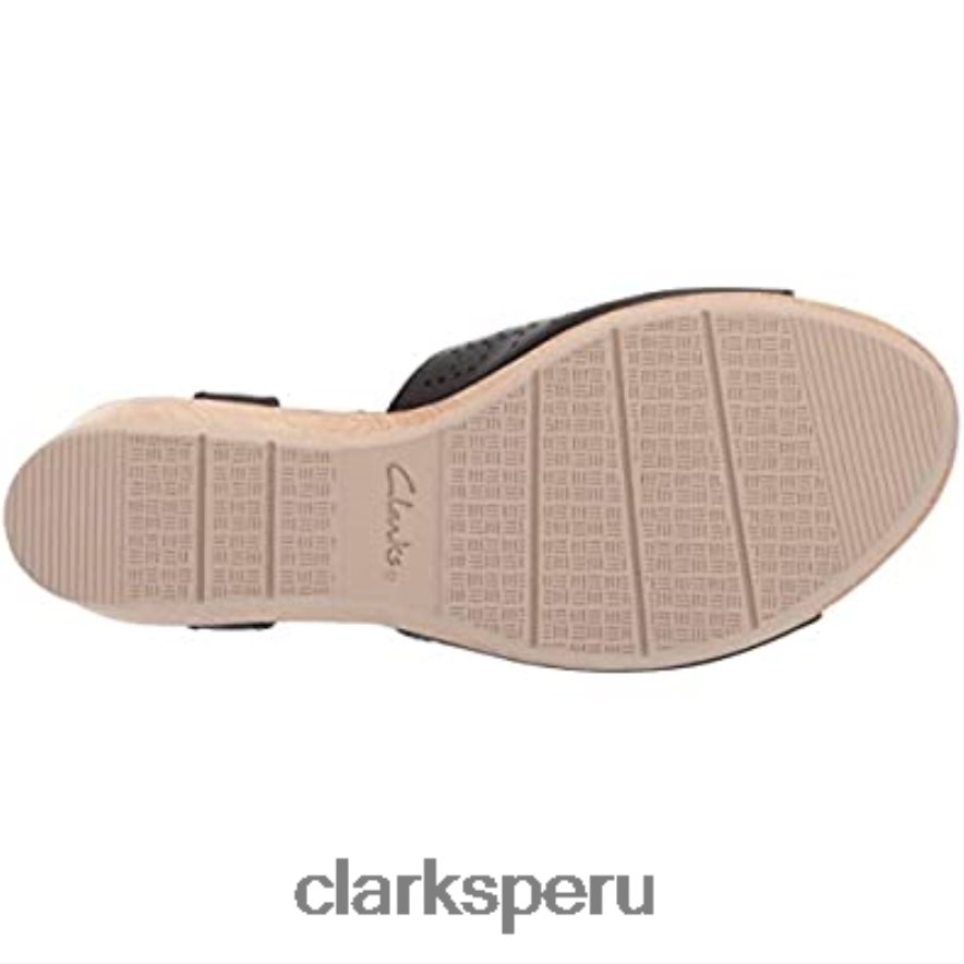 Sandalia de cuña Cammy Glory de cuero negro para mujer clarks mujer Clarks 40N4LX1540 cuero negro
